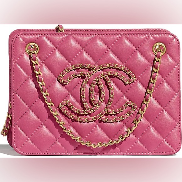 CHANEL▪️Quilted Calfskin Chain CC Small Accordion Tote Gold Hardware - Picture 14 of 15